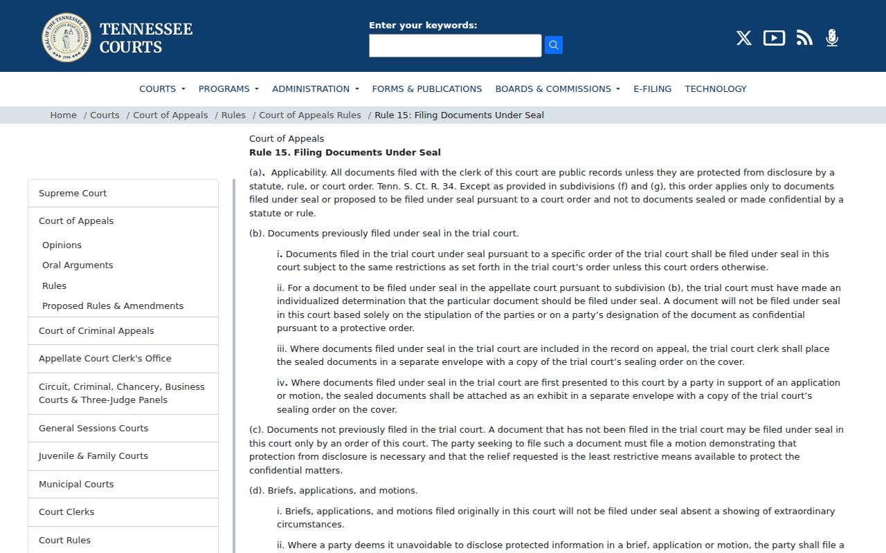 Hardeman County docket search access limits under Tennessee sealing rules