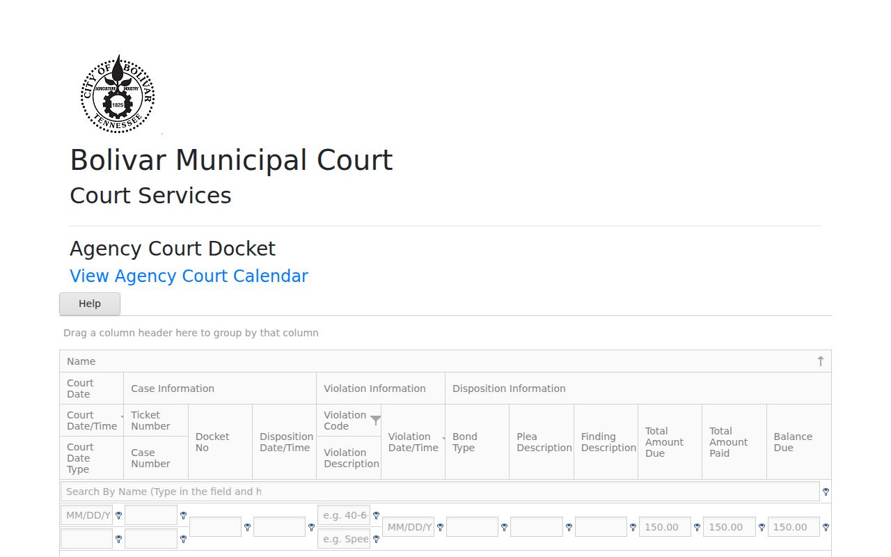 Hardeman County court schedule and Bolivar docket