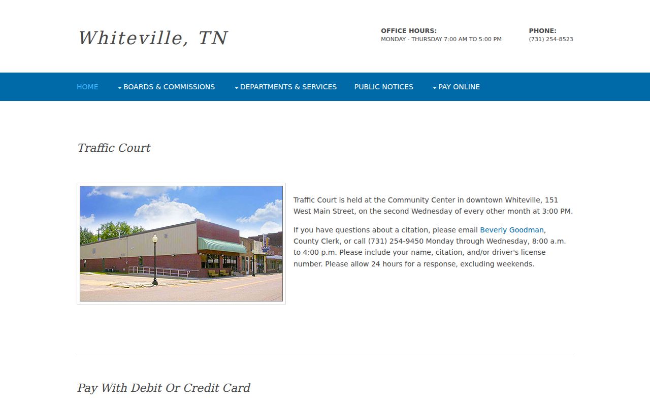 Hardeman County court schedule for Whiteville traffic court