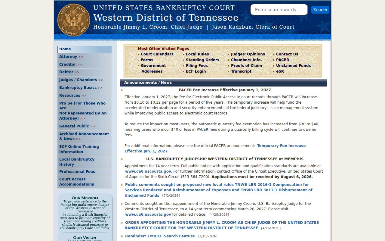 Hardeman County federal bankruptcy court schedule source