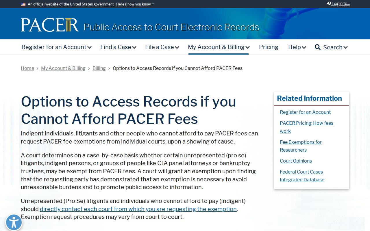 Hardeman County court records PACER fee access options