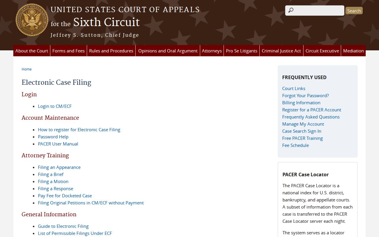 Sixth Circuit electronic filing for Hardeman County federal dockets