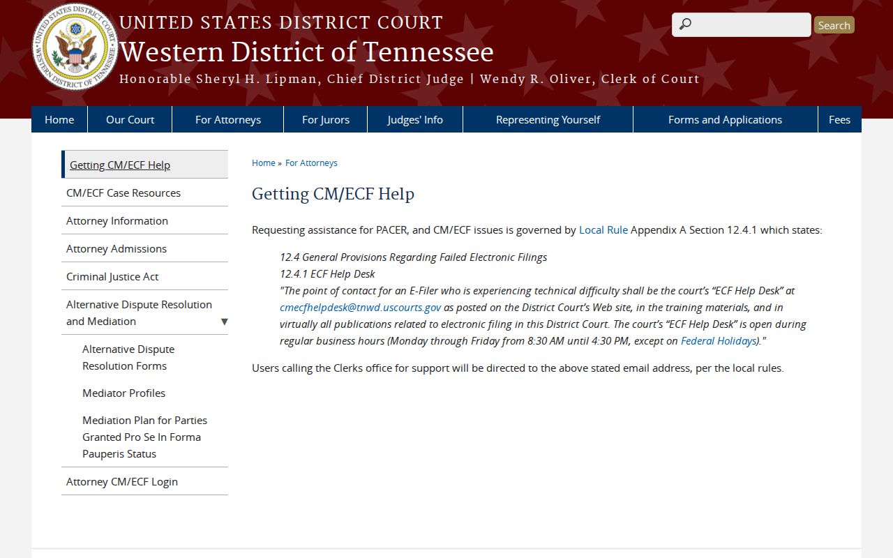 Federal CM ECF help for Hardeman County docket researchers