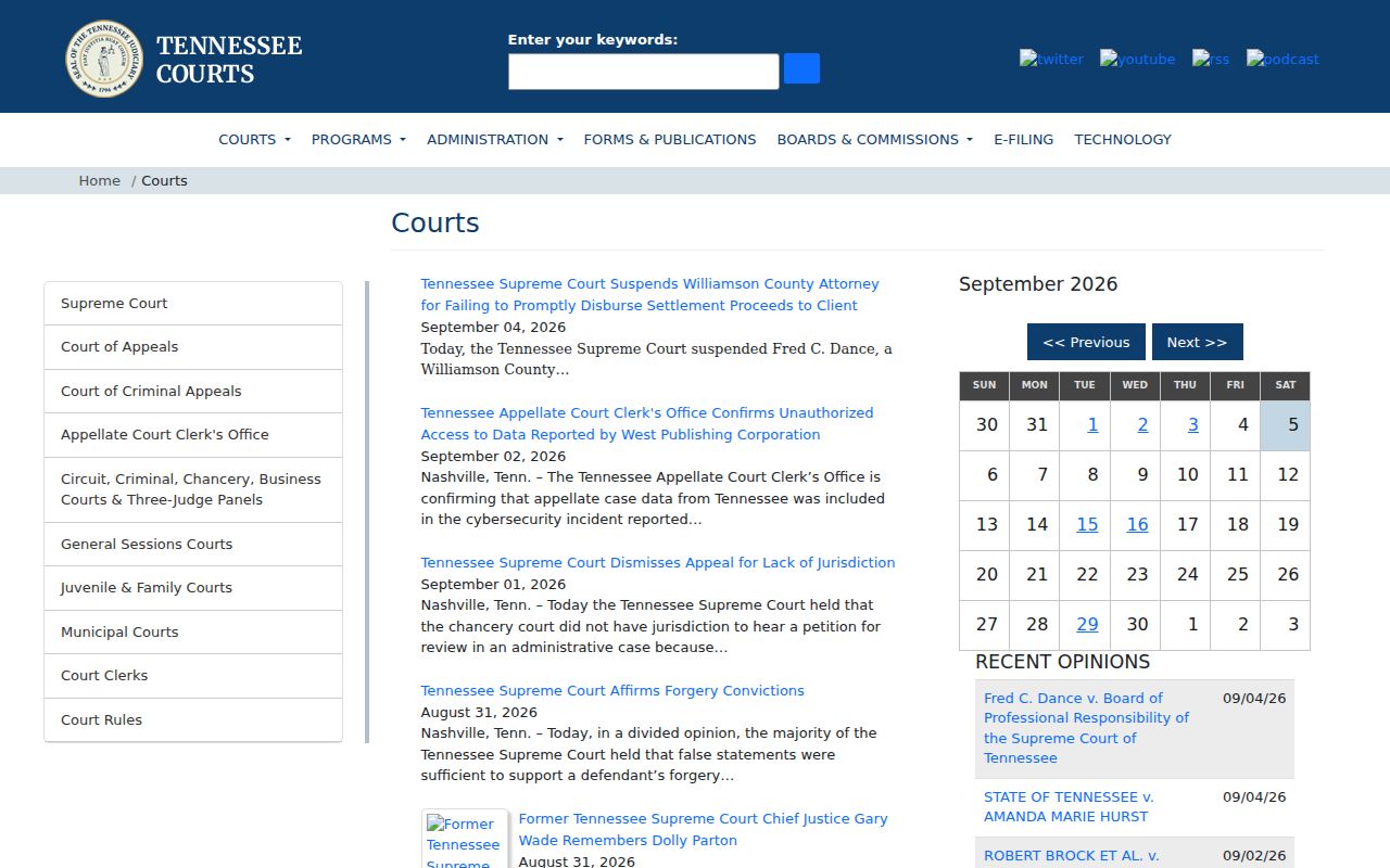 Tennessee court structure for Hardeman County court dockets