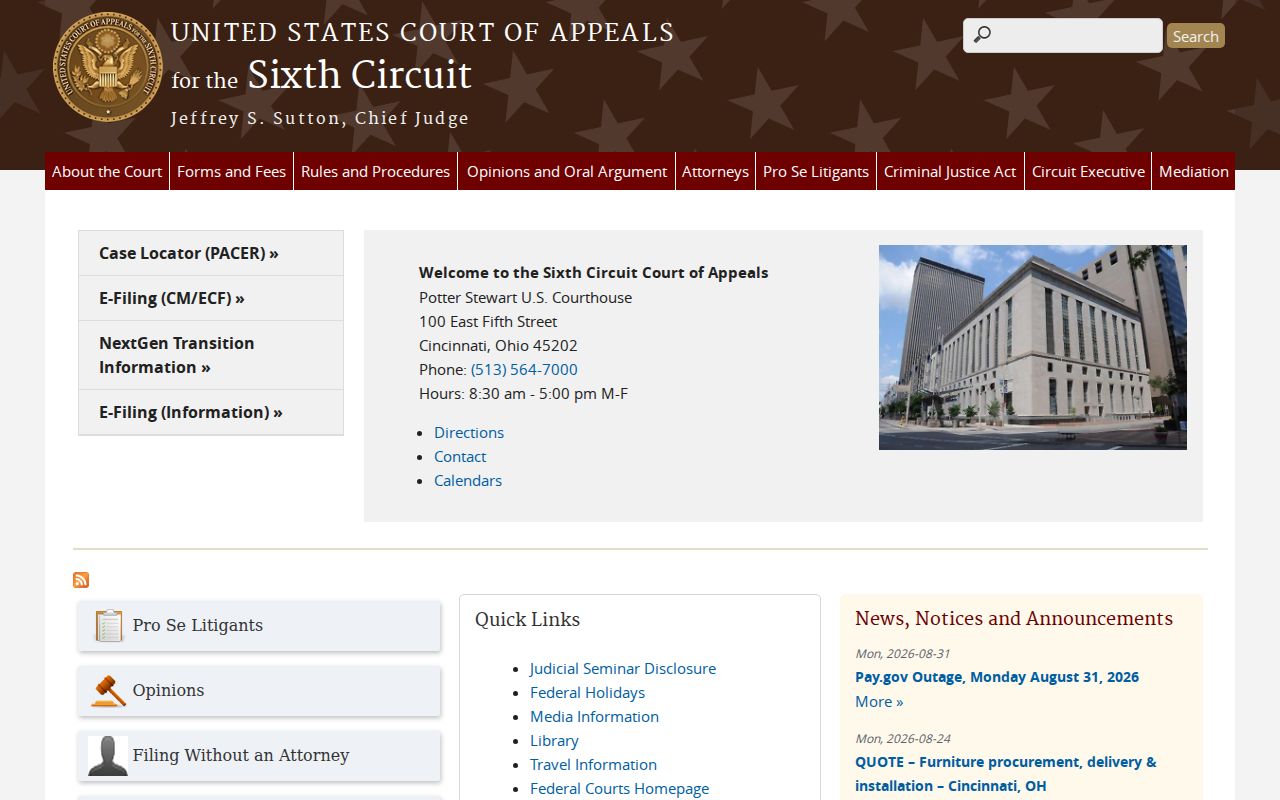 United States Court of Appeals for the Sixth Circuit website
