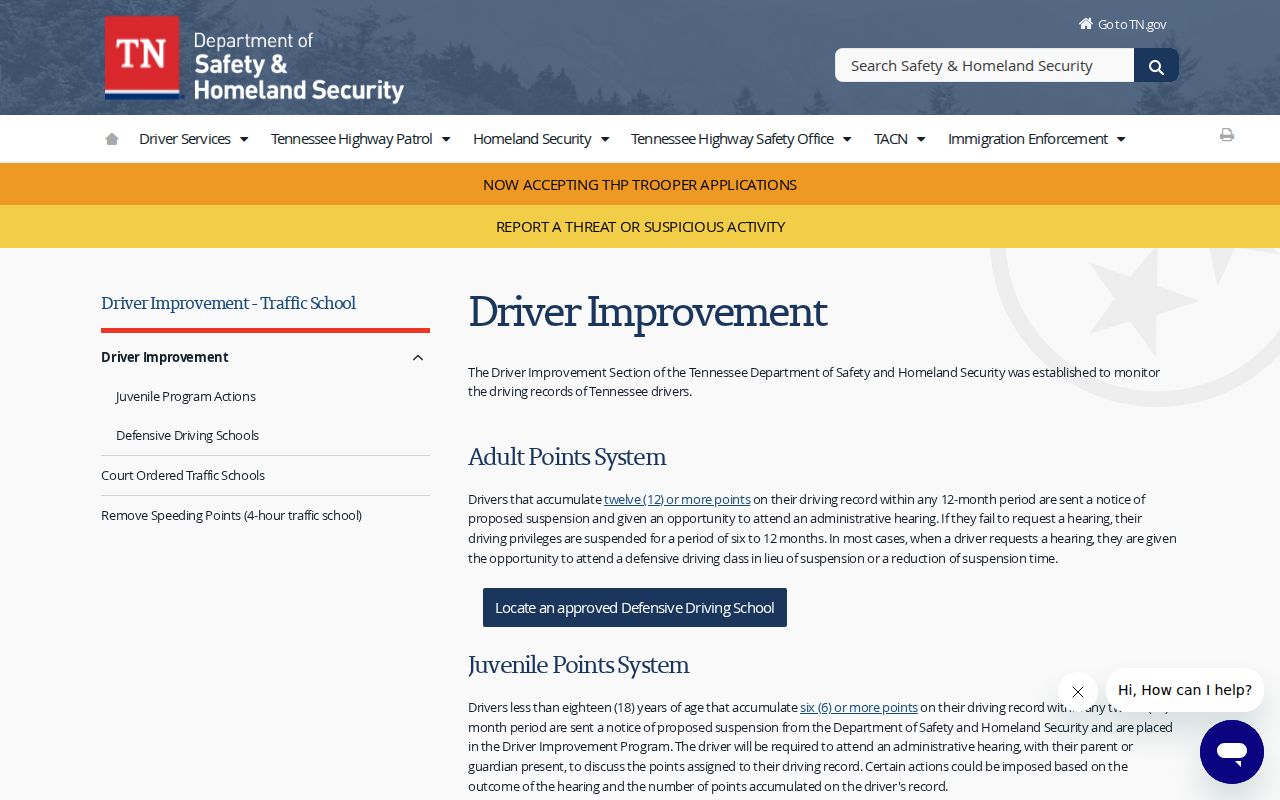 Hardeman County traffic court records driver improvement source