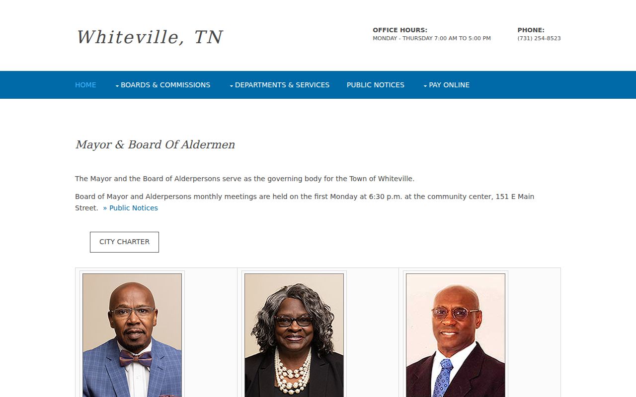 Official Whiteville mayor and aldermen page
